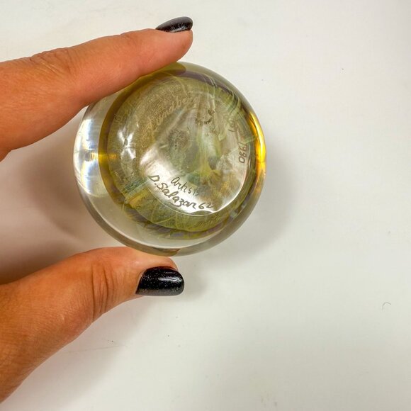 Lundberg Studios Daniel Salazar Artist Proof Pansy Art Glass Paperweight 2.75 In - Picture 7 of 7